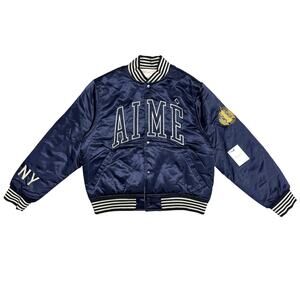 Aime Leon Dore Reversible Varsity Jacket Navy/Cream Size M